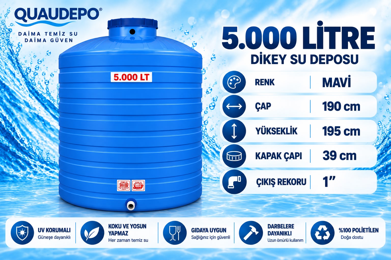 5000 LİTRE DİKEY SU DEPOSU
