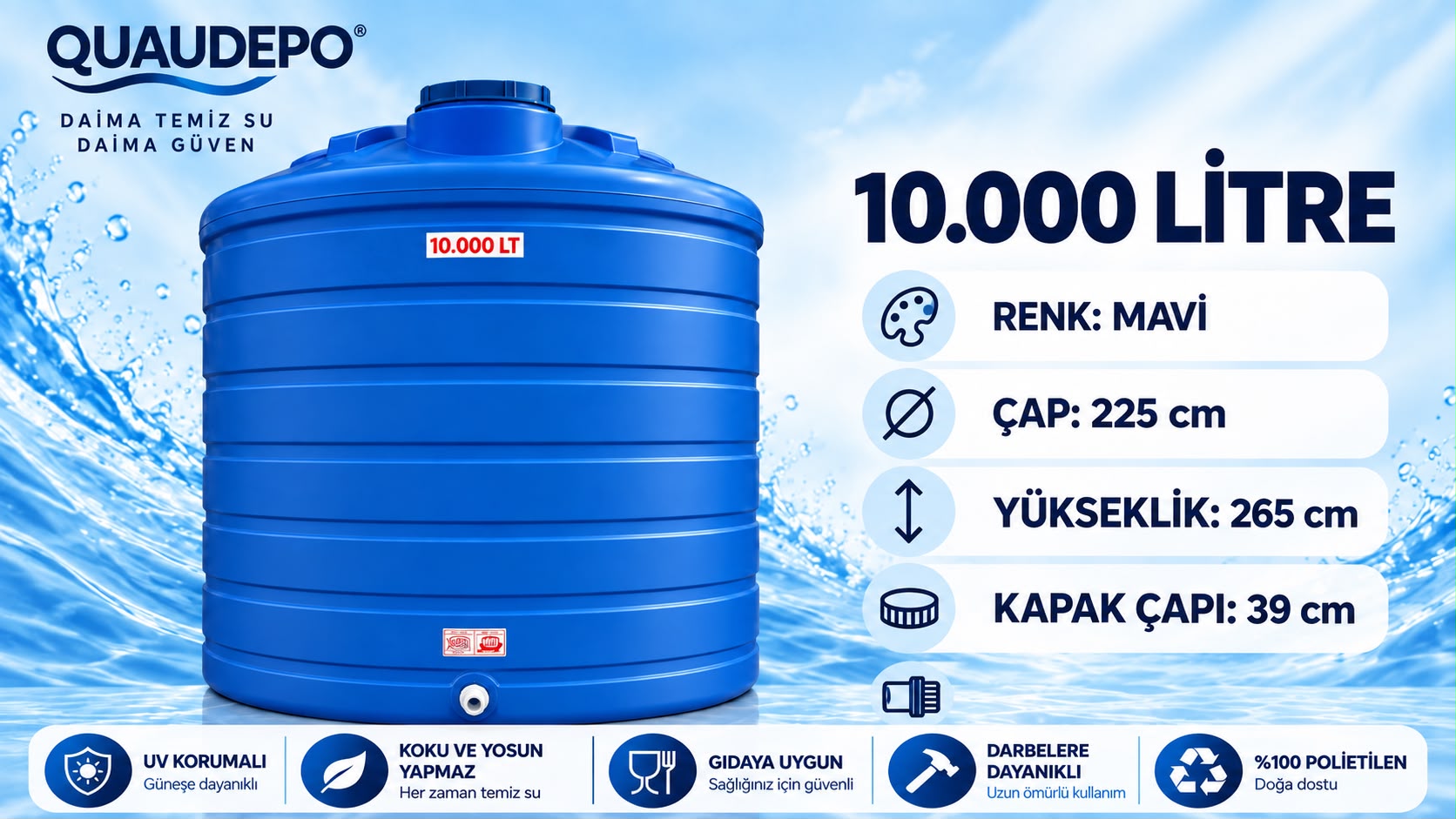 10.000 LİTRE DİKEY SU DEPOSU - Görsel 2