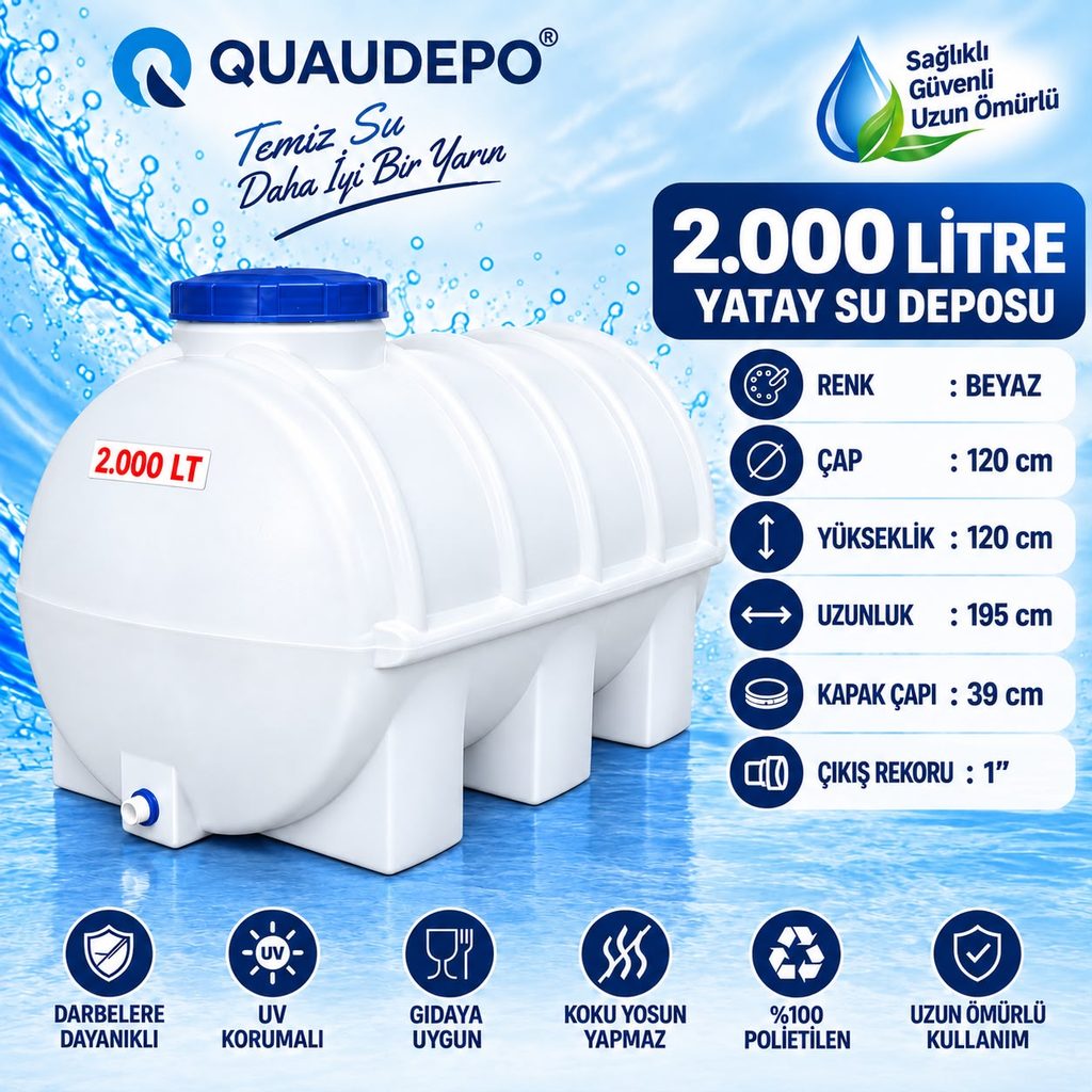 2000 LİTRE YATAY SU DEPOSU