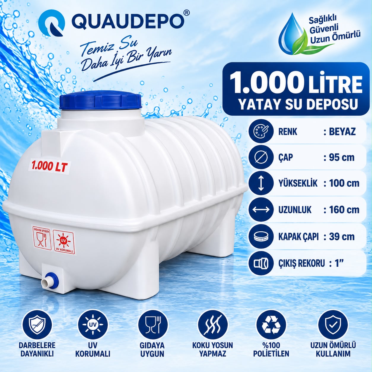 1000 LİTRE DİKEY SU DEPOSU