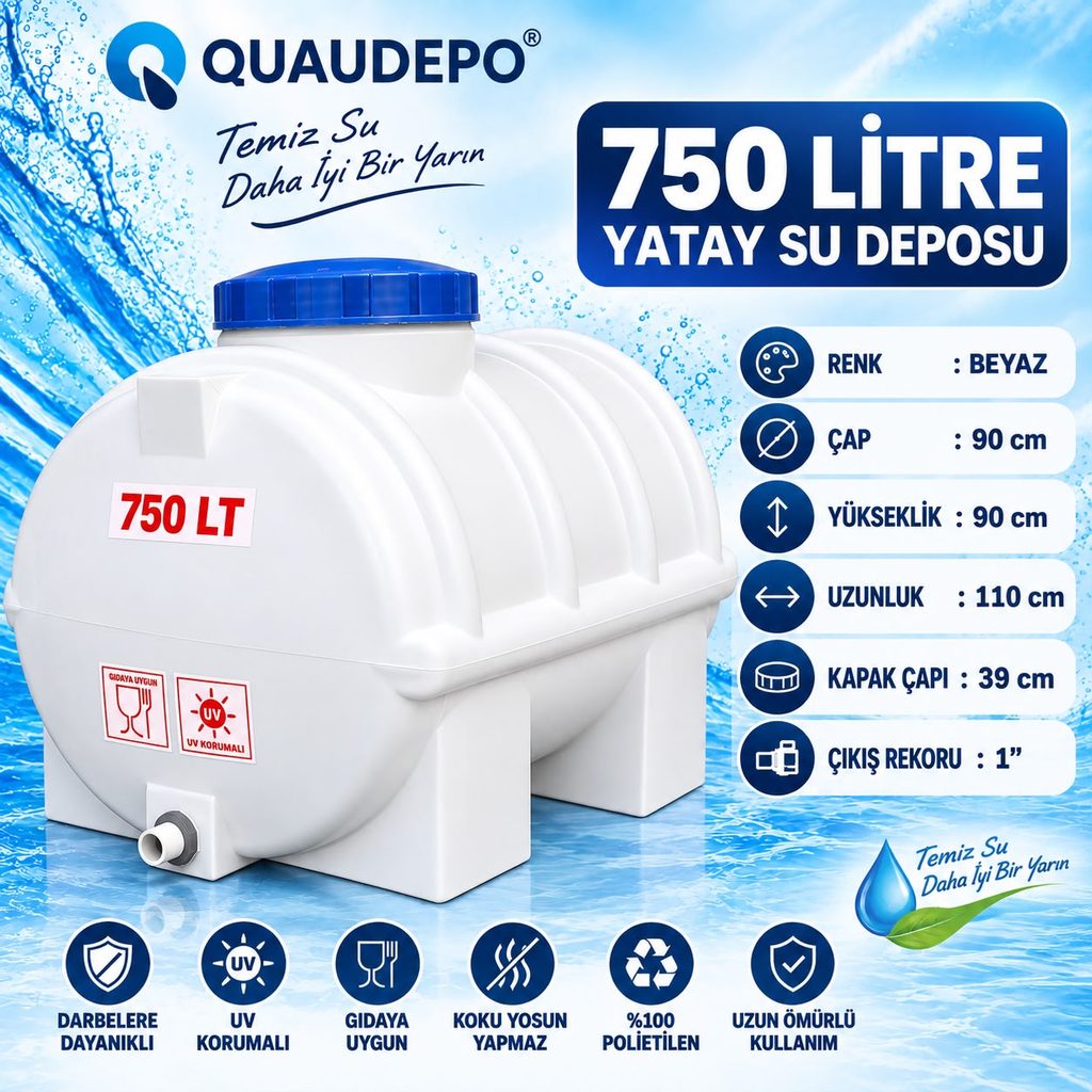 750 LİTRE YATAY SU DEPOSU